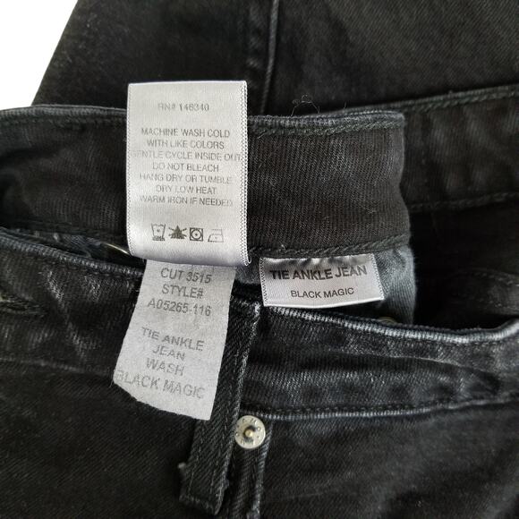 COS Black Magic Tie Ankle Jean, Washed Black Denim, Made in USA, Size 31 - Picture 8 of 12